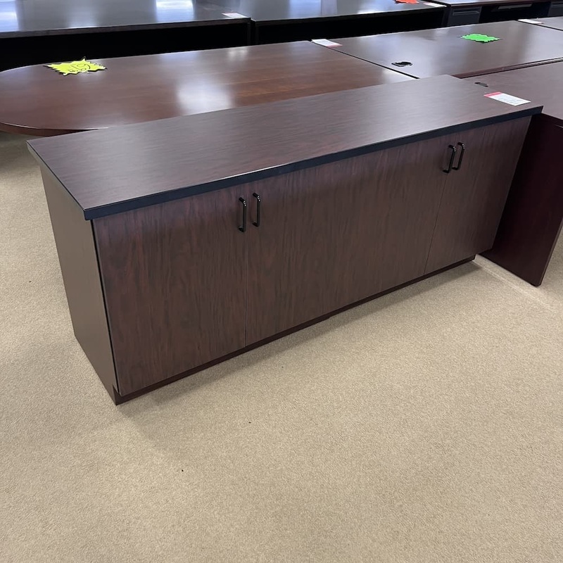 72″ x 20″ Mahogany and Black Credenza Storage Cabinet Office Furniture Liquidations