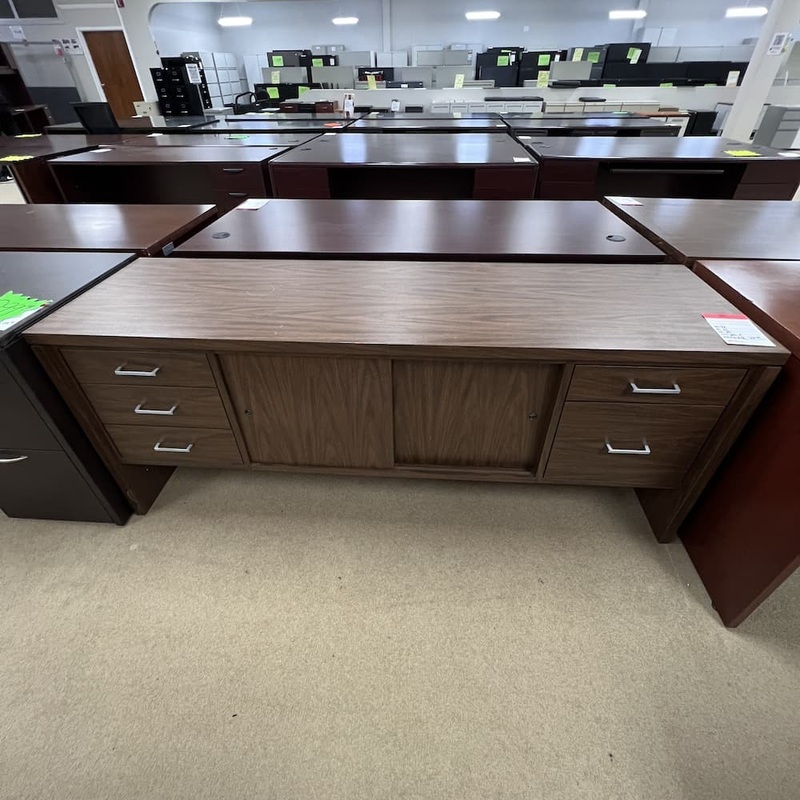 72″ x 21″ Walnut Laminate Vintage Credenza Storage Cabinet Office Furniture Liquidations