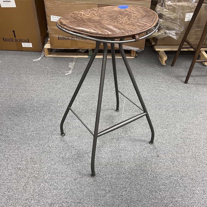 Set of 2 – Ryder Saddle Grey and Brown Industrial Counter Height Barstool Office Furniture Liquidations