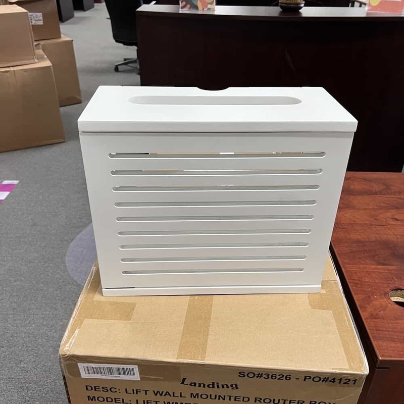 White Wall Mount Cabinet for Electronics and Storage Office Furniture Liquidations