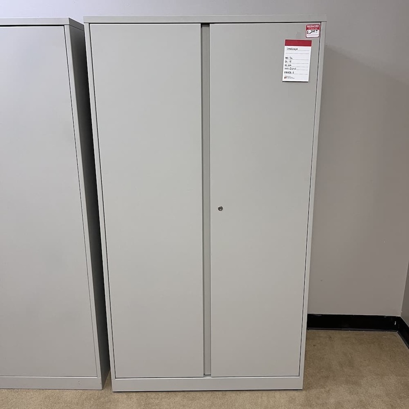 36″ W x 66″ H Steelcase Light Grey Metal 2 Door Storage Cabinet Office Furniture Liquidations