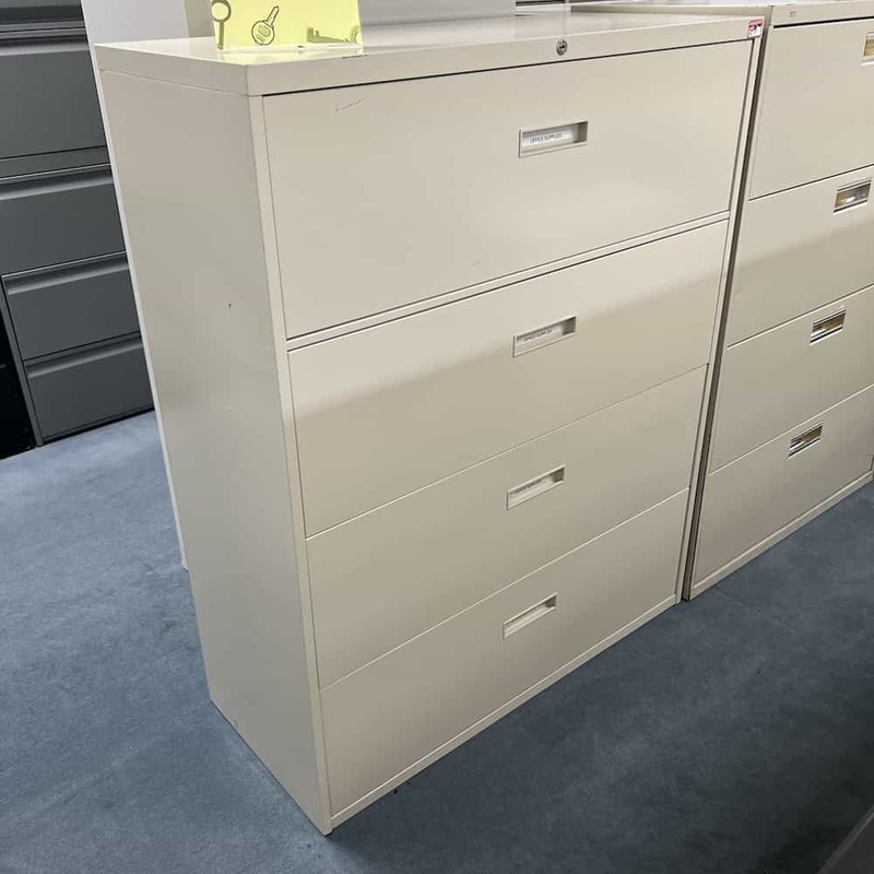 42″ W x 53″ H Steelcase Beige Metal 4 Drawer Lateral File Office Furniture Liquidations