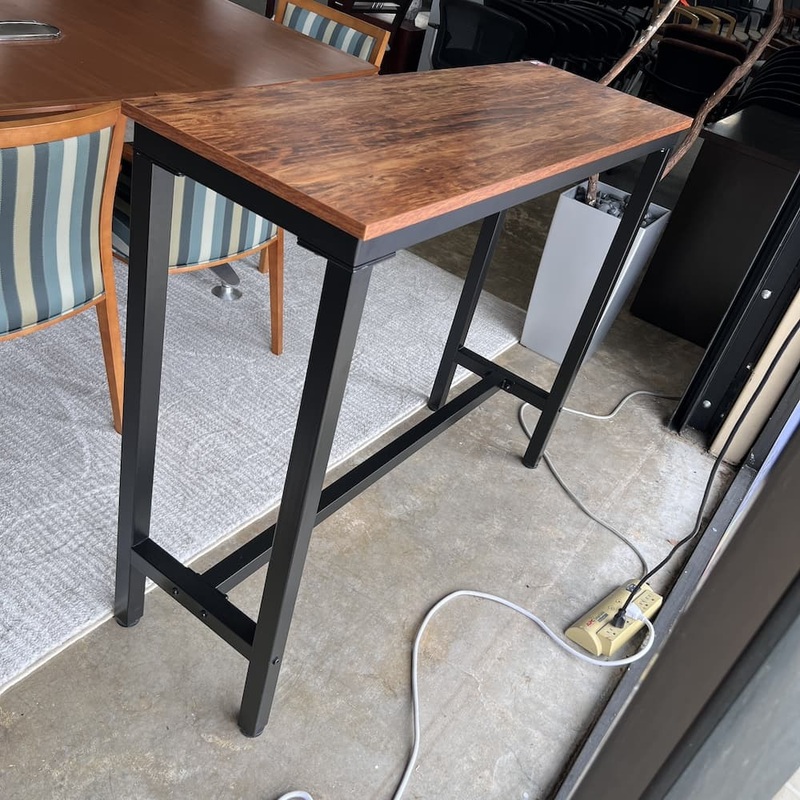 48″ x 16″ Cherry Laminate and Black Metal Hallway Table Office Furniture Liquidations