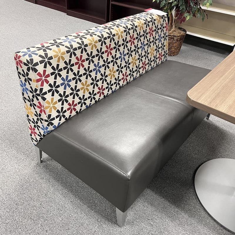 50″ Steelcase Coalesse Taupe Vinyl and Multi Upholstered Commercial Bench Office Furniture Liquidations
