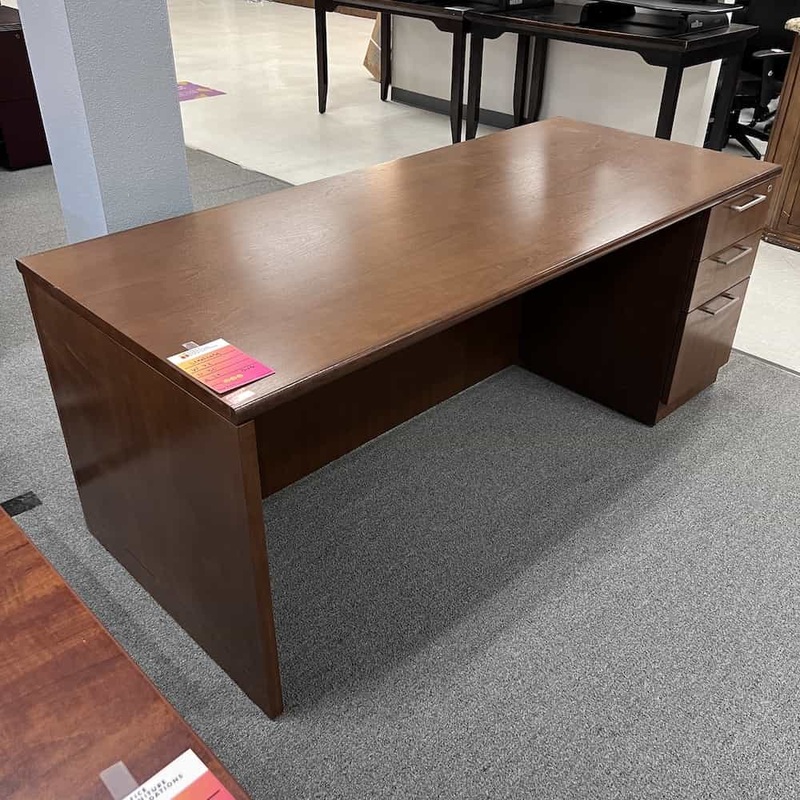 72″ Steelcase Walnut Desk with One Pedestal – Box/Box/file Office Furniture Liquidations