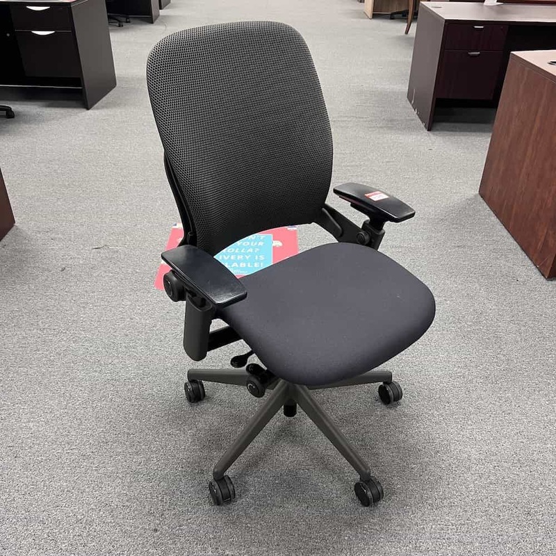 Black and Grey Mesh Back Steelcase Leap V2 Task Chair Office Furniture Liquidations
