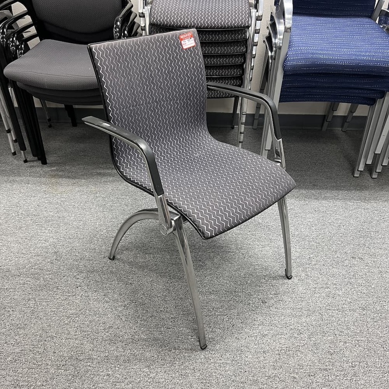 Grey and Chrome ZigZag Stacking Chair Office Furniture Liquidations