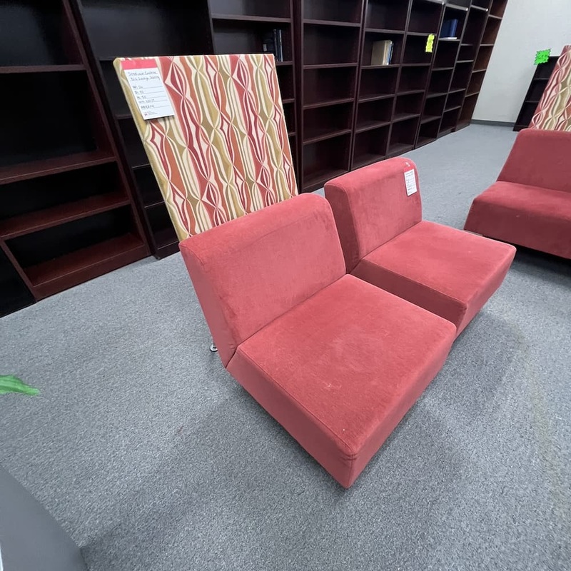 Set of 2 – 26″ Red and Gold Steelcase Coalesse Bix 1 Seater Lounge Sofa Bench Office Furniture Liquidations