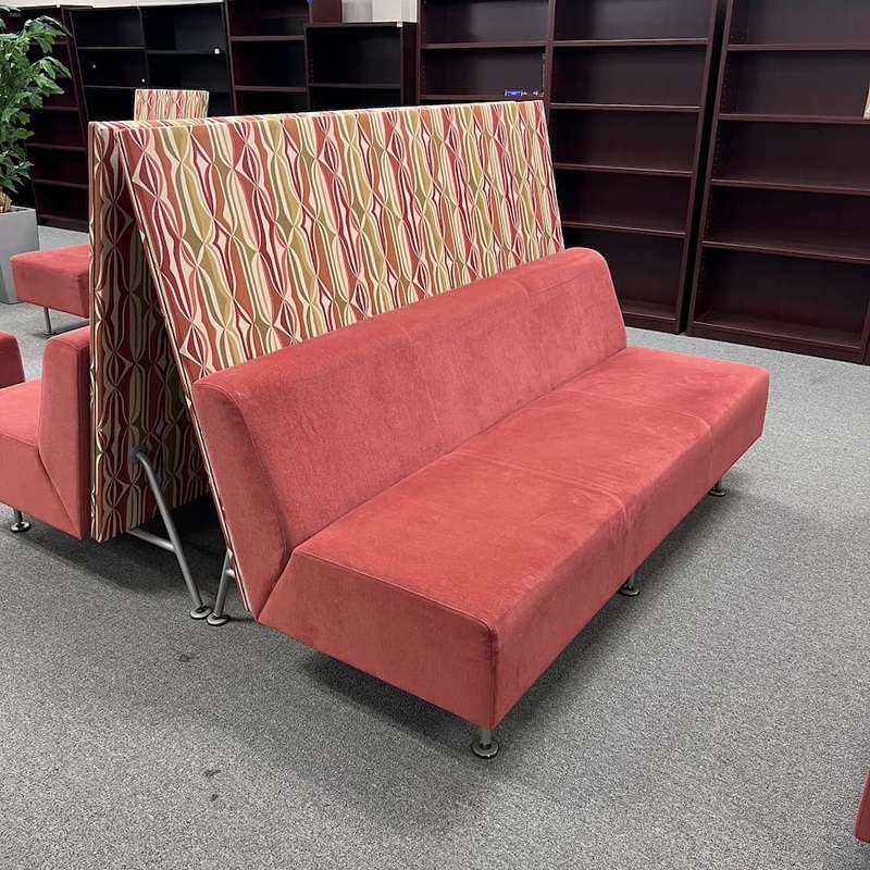 Set of 2 – 72″ Red Steelcase Coalesse Bix 3 Seater Lounge Sofa Bench Office Furniture Liquidations