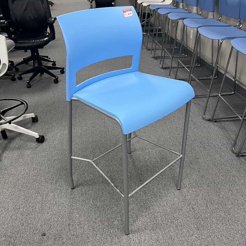 Set of 2 – Steelcase Move Blue and Grey Office Stool – Bar Height Office Furniture Liquidations