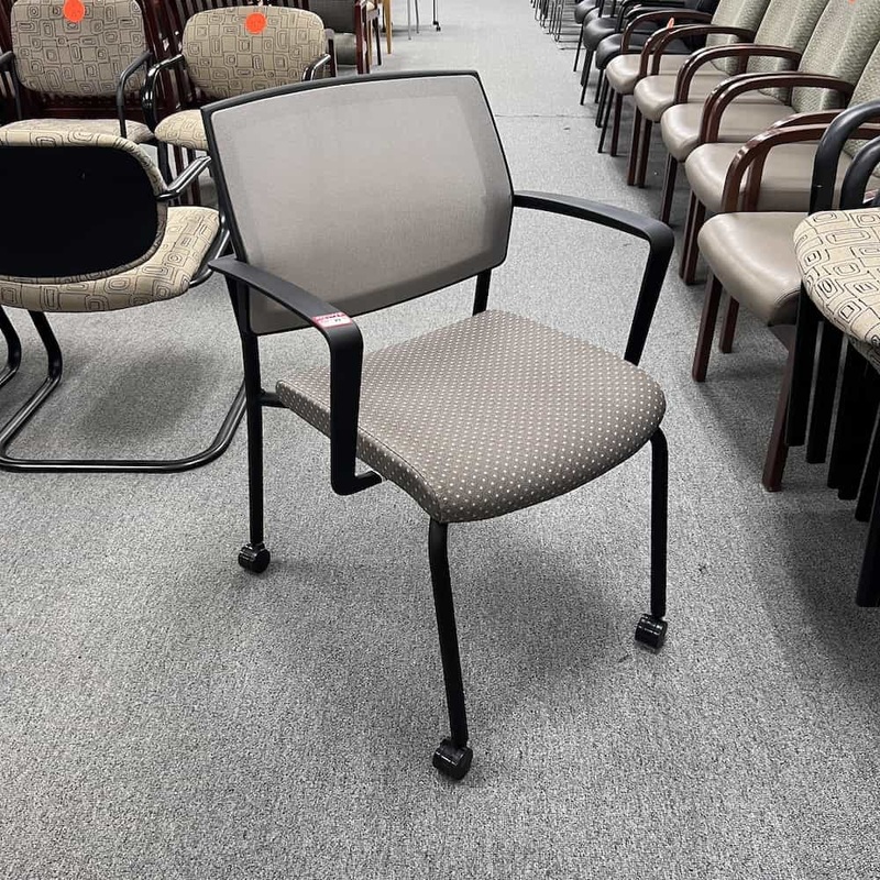 SitOnIt Focus Taupe Mesh Back Mobile Stacking Chair Office Furniture Liquidations
