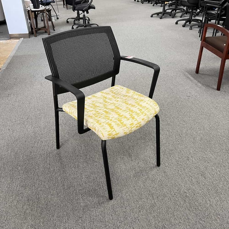 SitOnIt Yellow and Black Mesh Back Stacking Chairs Office Furniture Liquidations