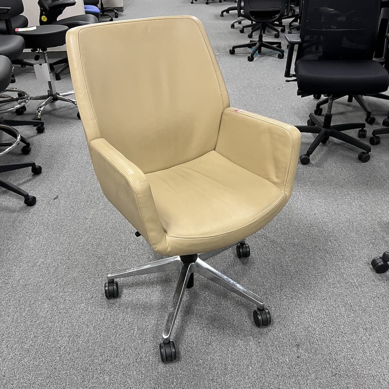 Steelcase Bindu Mid Back Butter Yellow Leather Conference Chair Office Furniture Liquidations