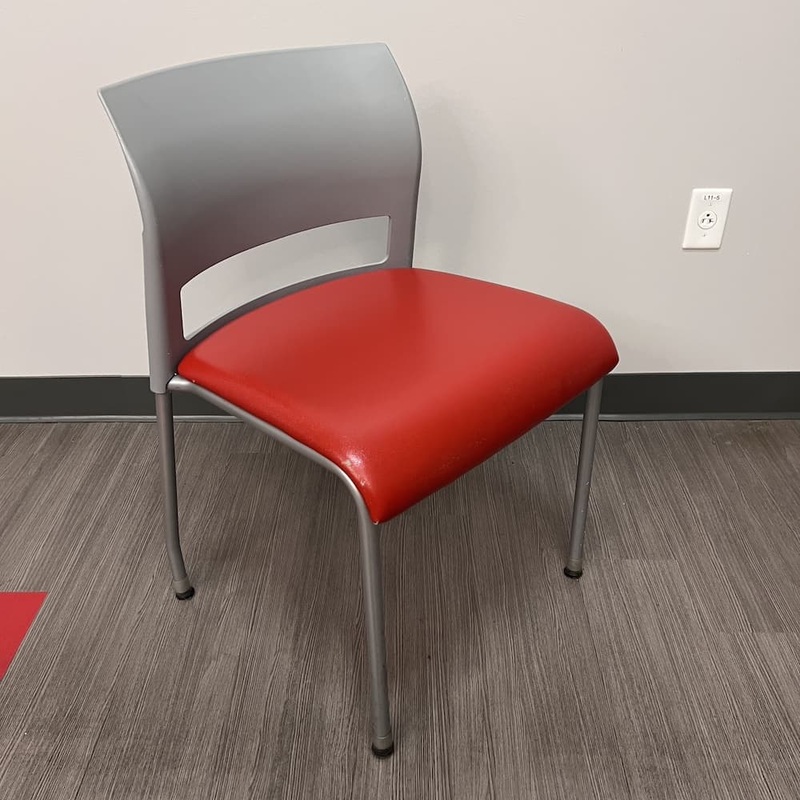 Steelcase Move Red Vinyl and Grey Stacking Chair Office Furniture Liquidations
