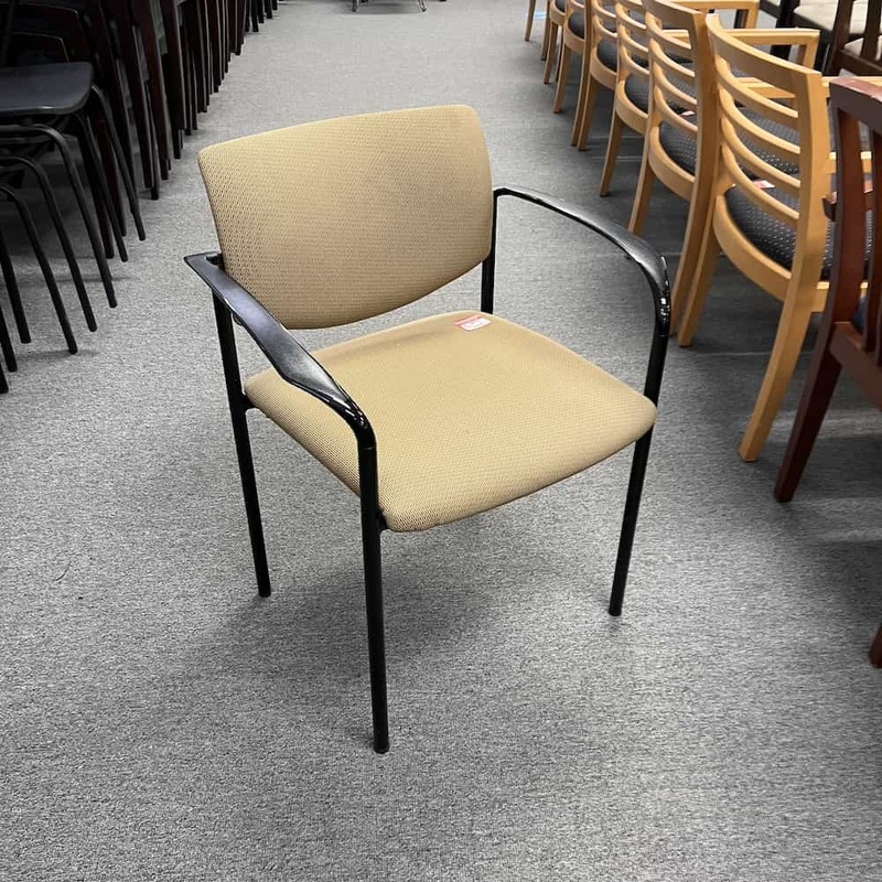 Steelcase Player Tan and Black Guest Stacking Chair Office Furniture Liquidations