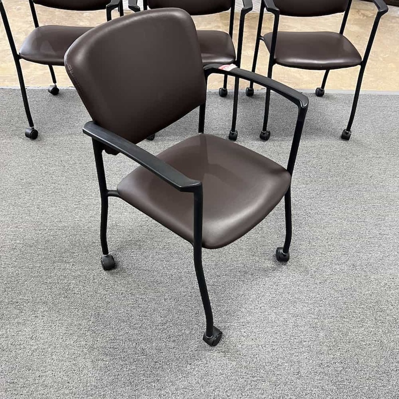AIS Trix Brown And Black Rolling and Stacking Guest Chair Office Furniture Liquidations