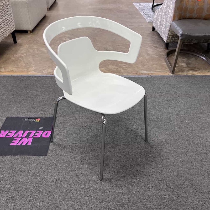 Alias Segesta White and Chrome Modern Stacking Chair Office Furniture Liquidations