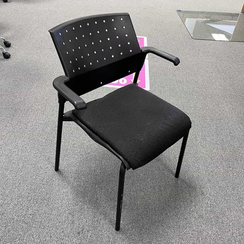 Global Black Stacking Arm Chair with Upholstery Office Furniture Liquidations