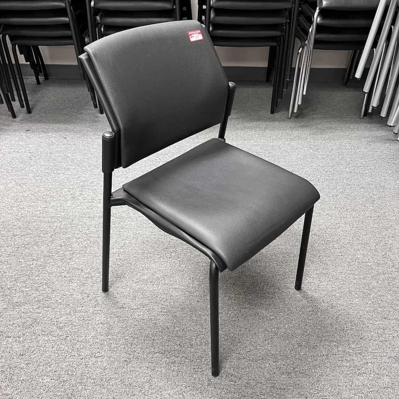Global Black Stacking Chair with Plush Vinyl Office Furniture Liquidations
