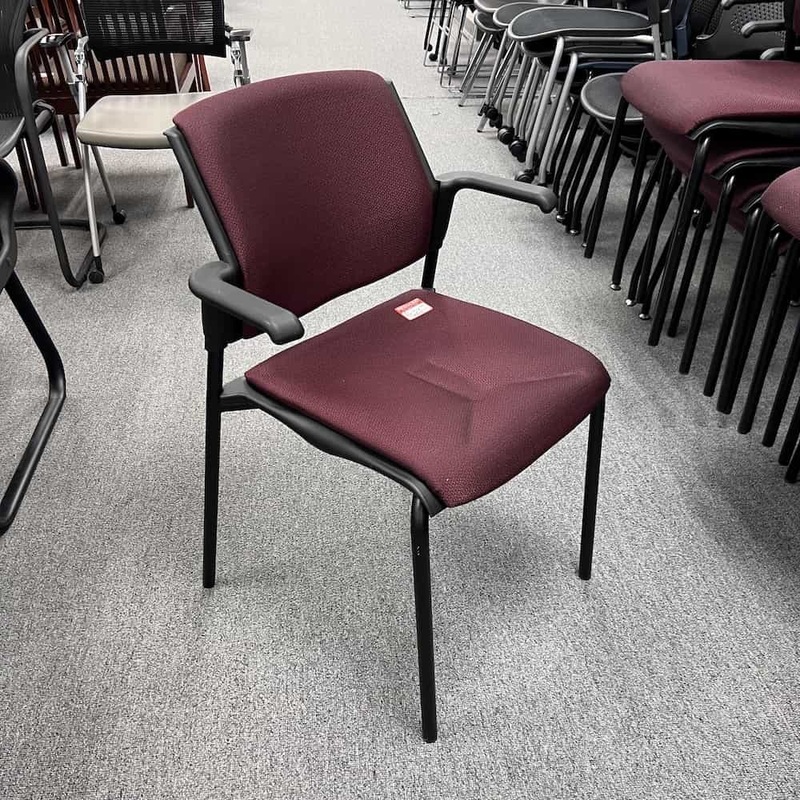 Global Burgundy and Black Stacking Guest Chair with Arms Office Furniture Liquidations