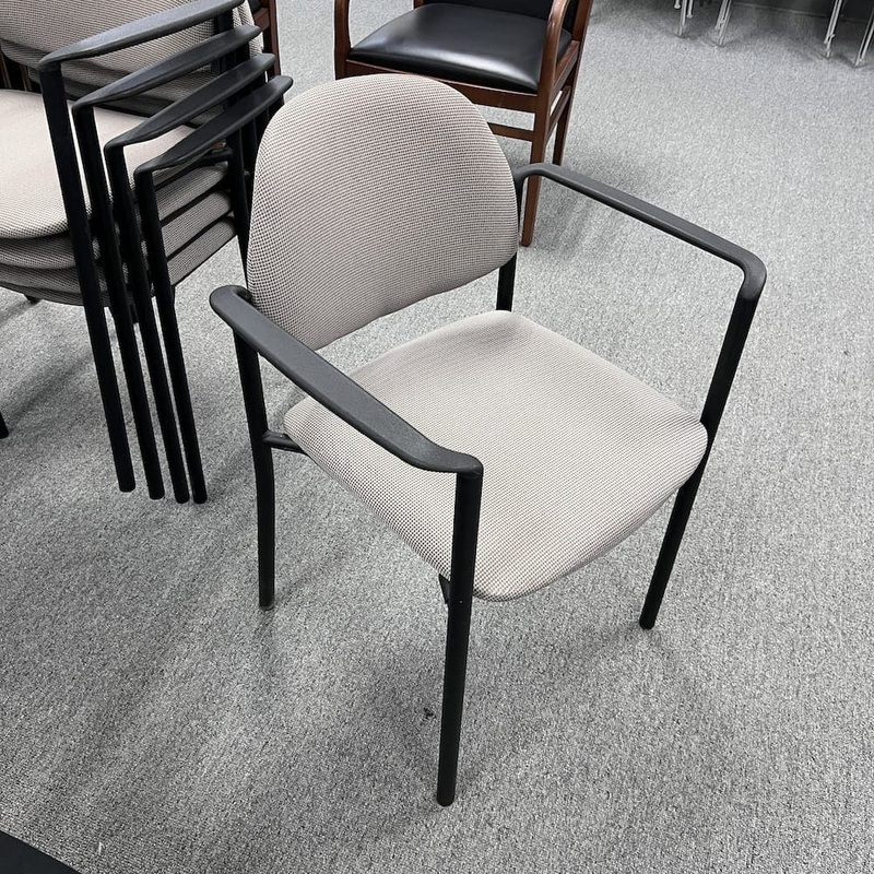 Global Grey and Black Stacking Arm Chair Office Furniture Liquidations