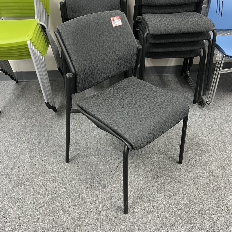 Global Sonic Grey and Black Armless Stacking Chair Office Furniture Liquidations
