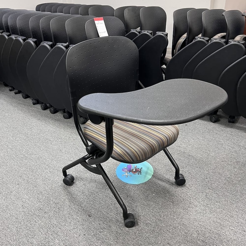 Ki Black and Taupe Stripes Rolling Nesting Chair Office Furniture Liquidations