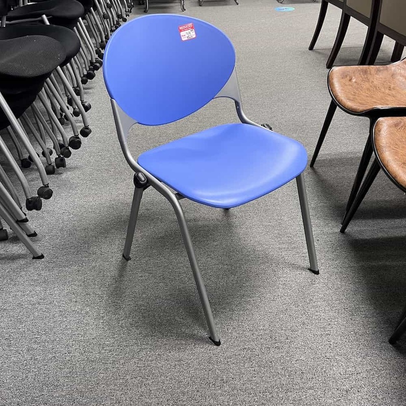 National Cinch Blue and Grey Armless Stacking Chair Office Furniture Liquidations