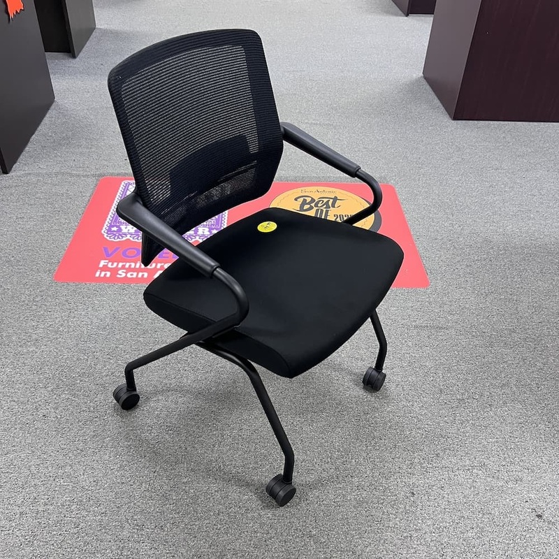 New – Black “Switch” Mesh Back Rolling Nesting Chairs Office Furniture Liquidations