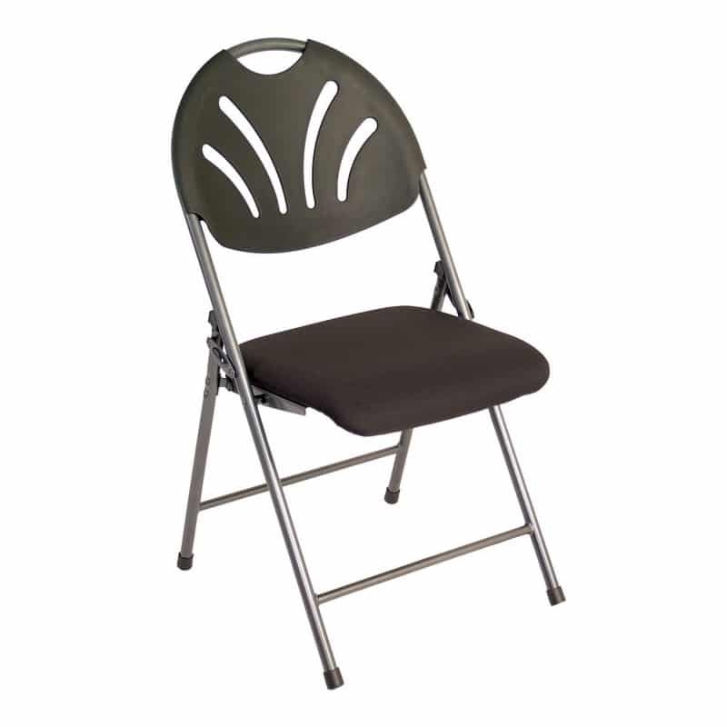 New Closeout – Set of 4 – Dark Grey Plastic and Upholstered Folding Chairs Office Furniture Liquidations