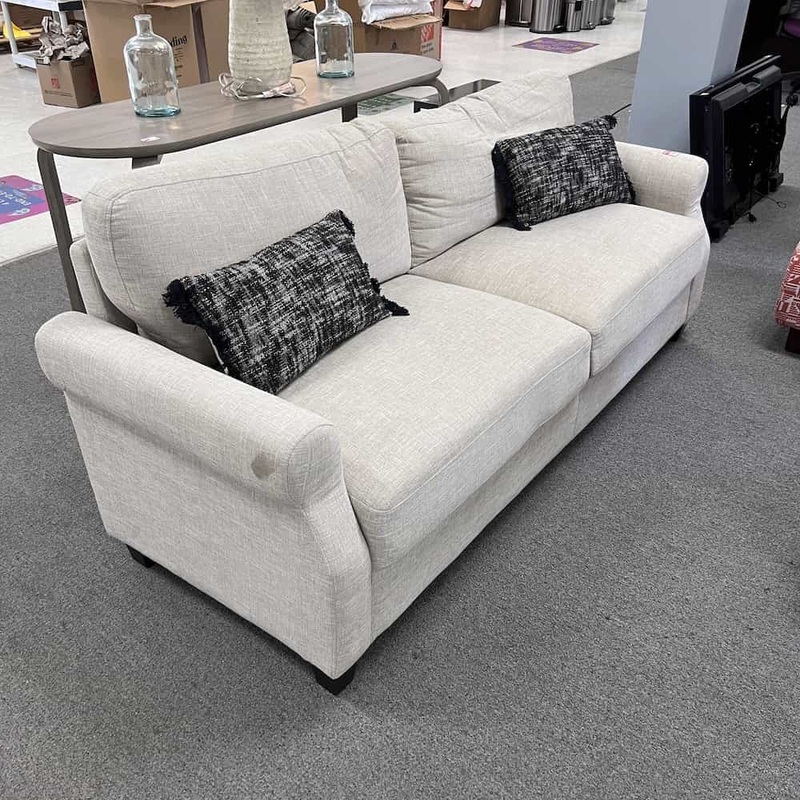 Used – 77″ Light Grey Contemporary Sofa Couch Office Furniture Liquidations