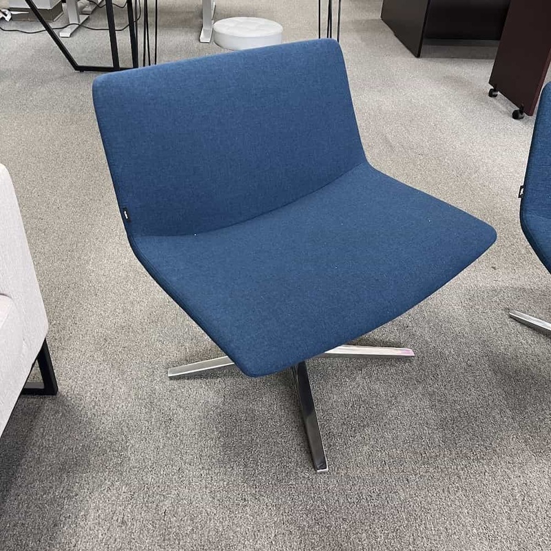 Vari Blue and Chrome Modern Swivel Lounge Chair Office Furniture Liquidations
