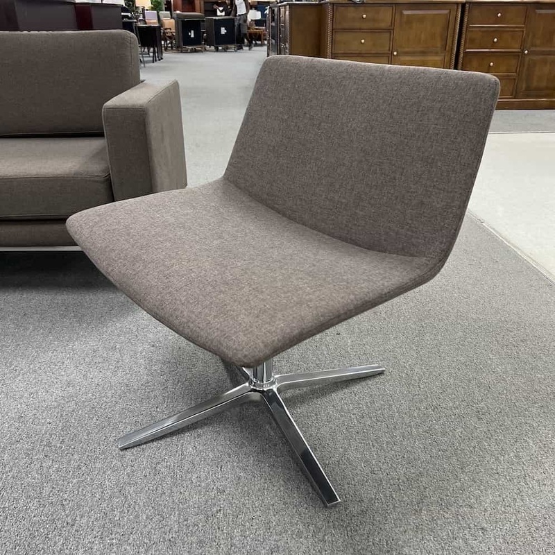 Vari Taupe and Chrome Modern Swivel Lounge Chair Office Furniture Liquidations