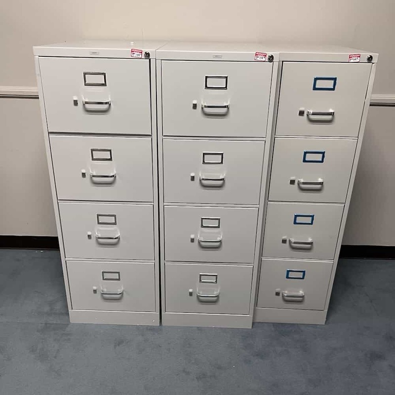 Light Grey and Black Metal 4-5 Drawer Vertical File Cabinet Office Furniture Liquidations