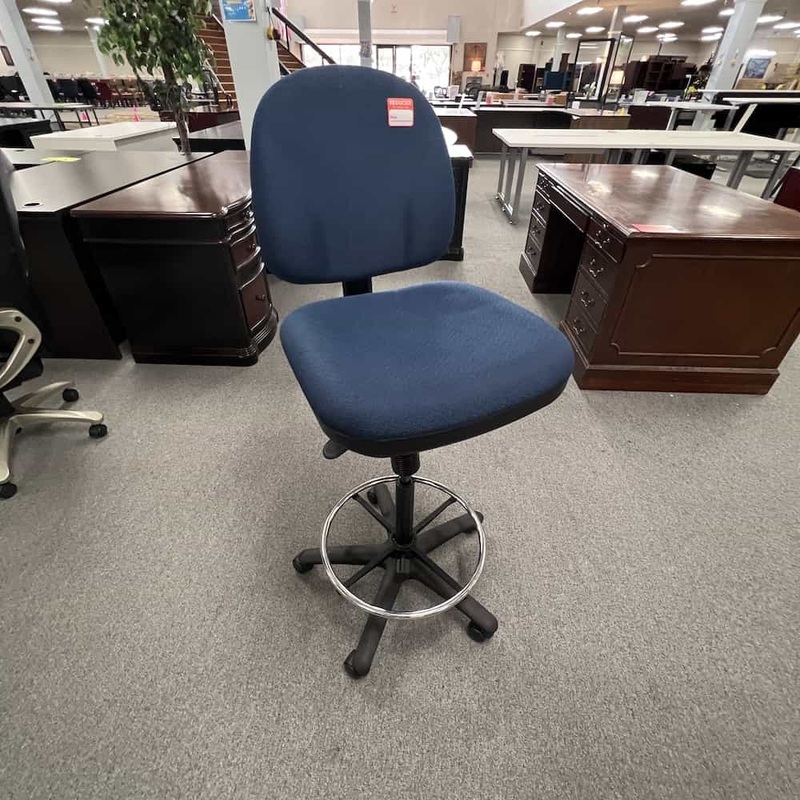 Lorell Blue Armless Office Stool with Foot Rest Office Furniture Liquidations