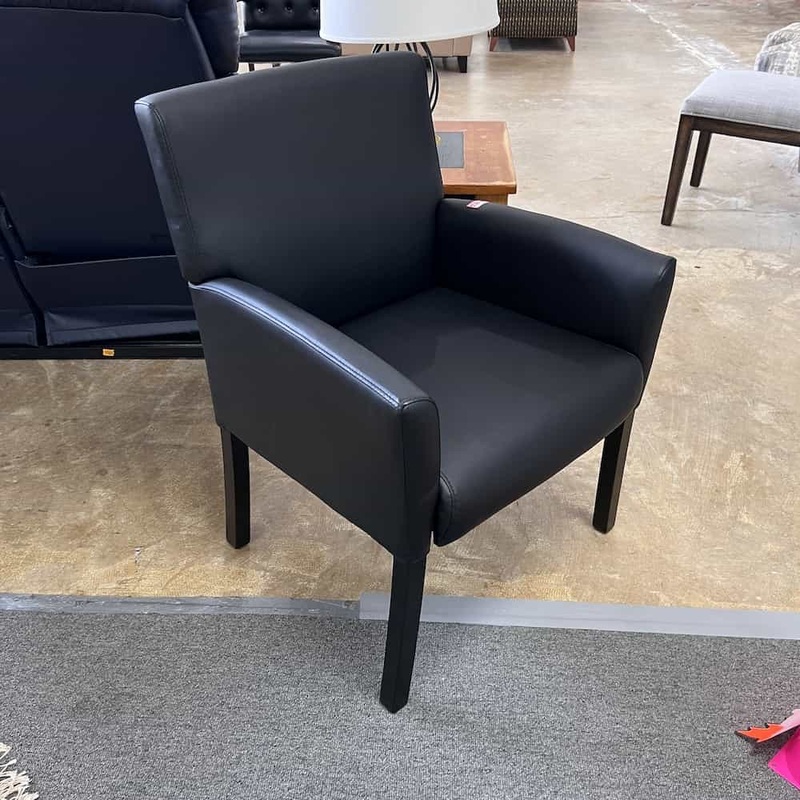 Mahogany and Black Vinyl Modern Arm Chair Office Furniture Liquidations