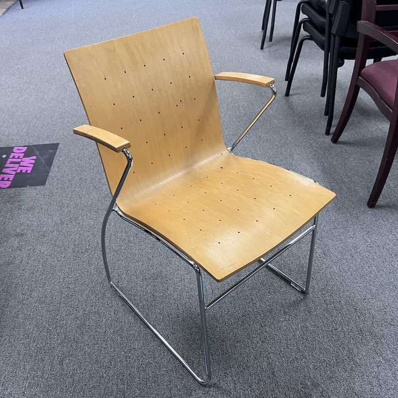 Maple and Chrome Modern Stacking Chairs Office Furniture Liquidations