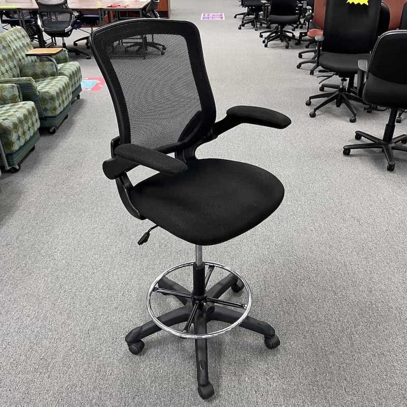Modway Attainment Black Drafting Office Stool – Flip Up Arms Office Furniture Liquidations