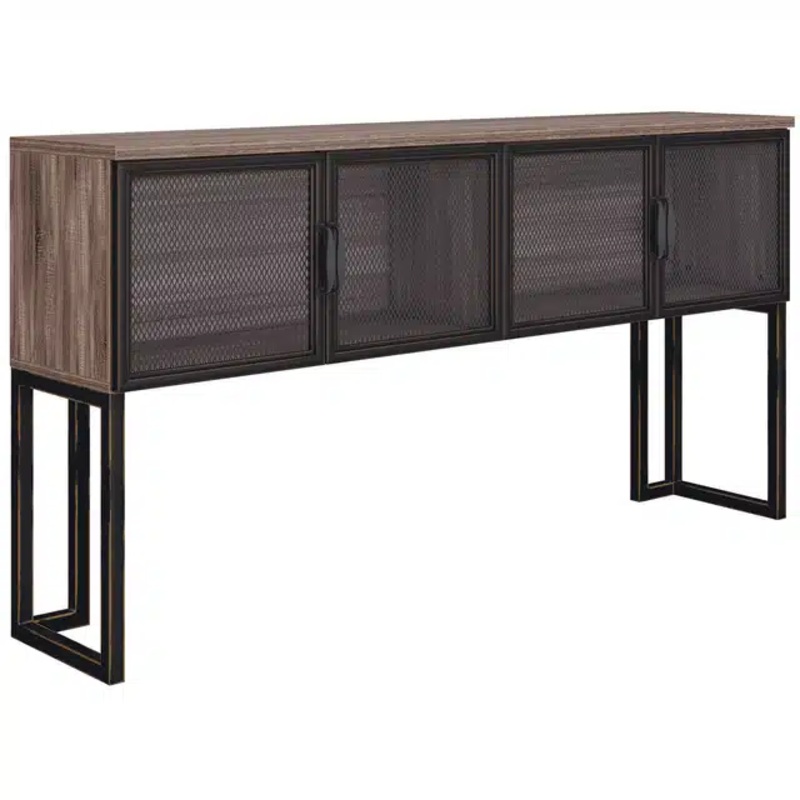 New – 71″ Riveted Collection Industrial Hutch with Metal Mesh Doors Office Furniture Liquidations