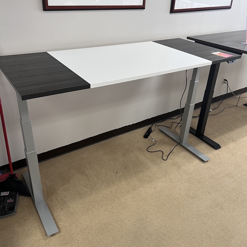 New – 72″ Dark Grey and White Height Adjustable Programmable Desk Office Furniture Liquidations
