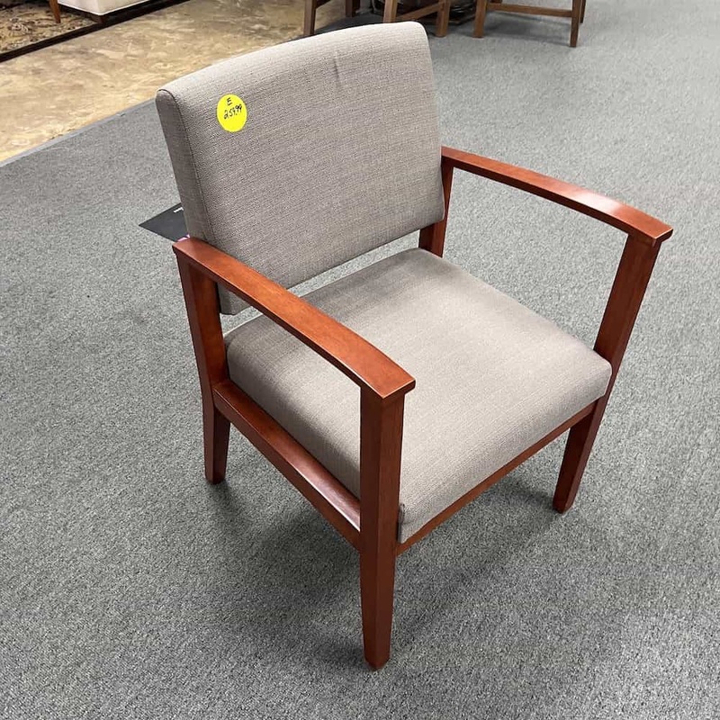 New – Grey and Cherry Guest Arm Chair Office Furniture Liquidations