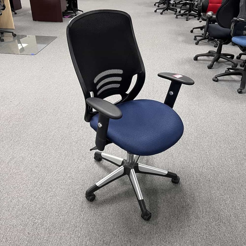 Offices to Go Blue and Black Managerial Chair with Synchro Tilt Task Chair Office Furniture Liquidations