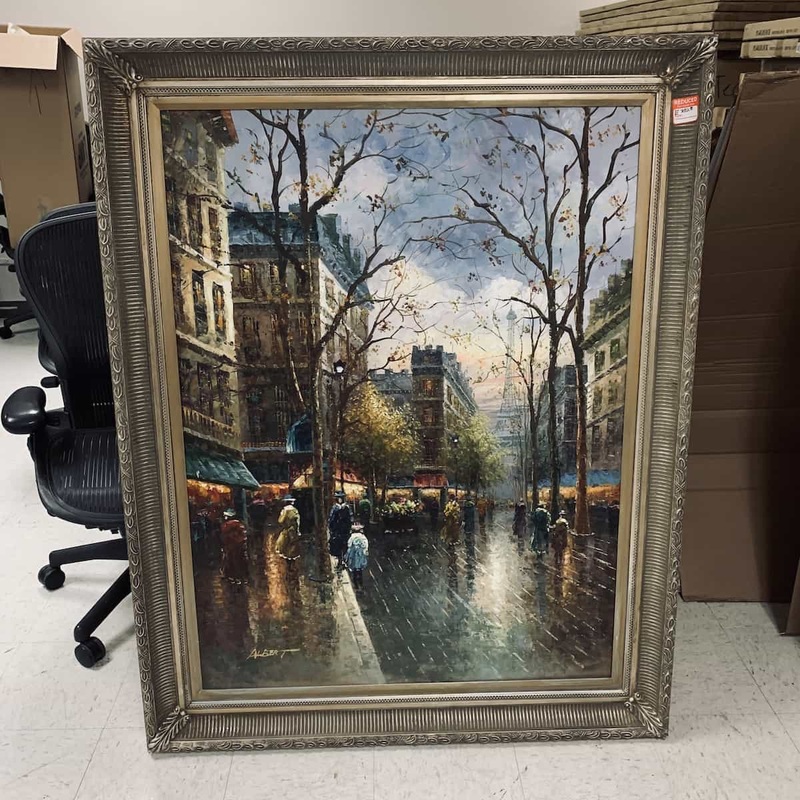 Original Parisian Street Painting Albert Oil Painting – Signed Office Furniture Liquidations