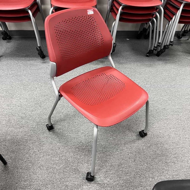 Red and Grey Rolling Stacking Chair Office Furniture Liquidations