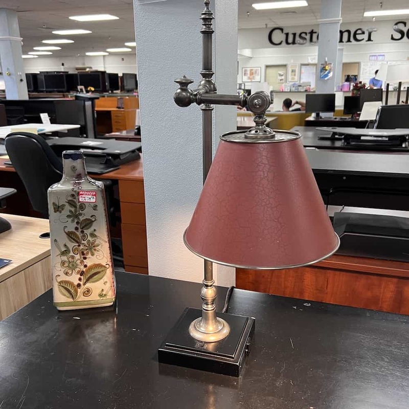 Red Hotel Eclectic Desk Lamp with Electric Plug on Base Office Furniture Liquidations