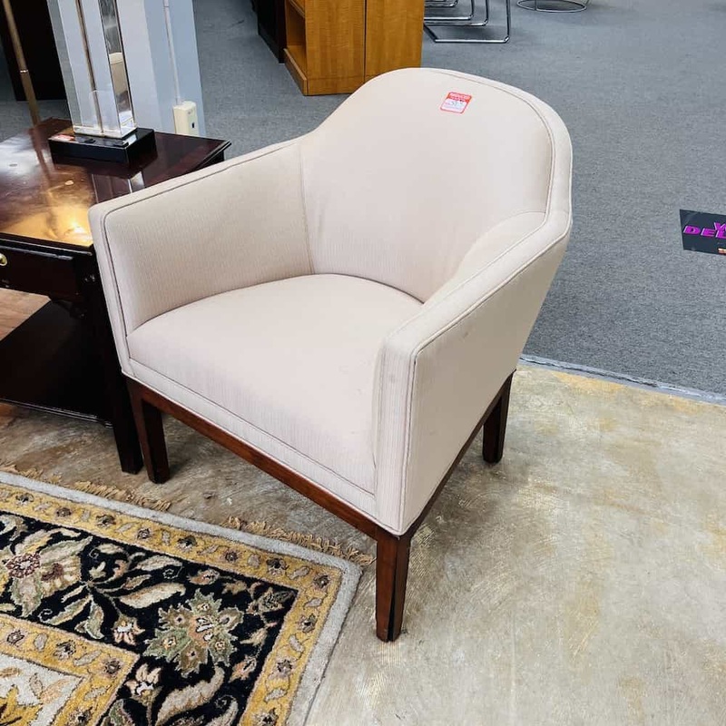 Beige/Mahogany Accent Arm Chair Office Furniture Liquidations