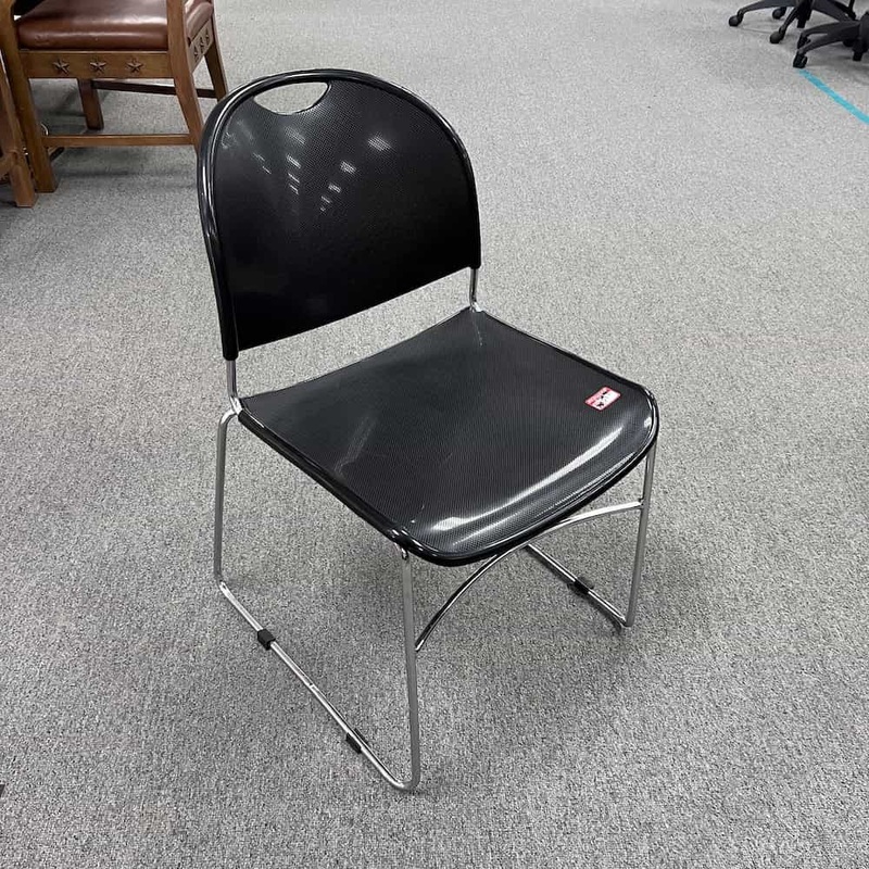 Black and Chrome Stacking Chair Office Furniture Liquidations