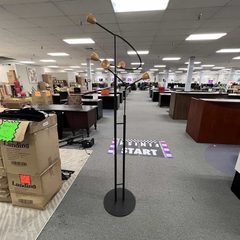 Black and Maple Modern Metal Hat and Coat Stand Office Furniture Liquidations