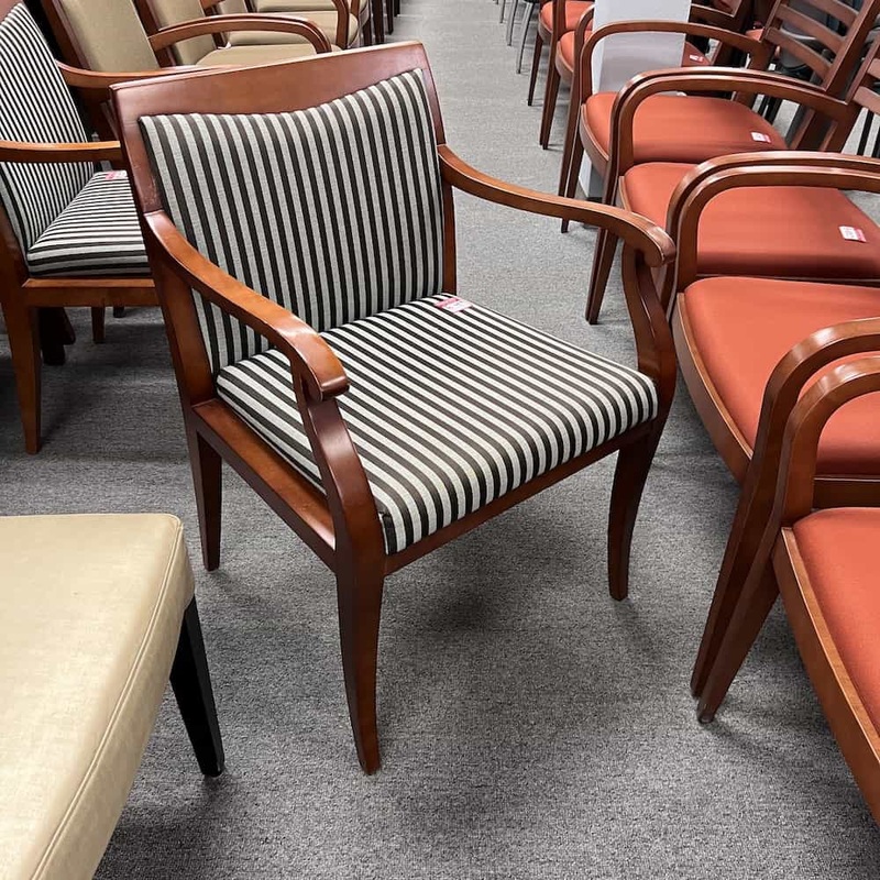 Cherry and Black Stripes Guest Chair Office Furniture Liquidations