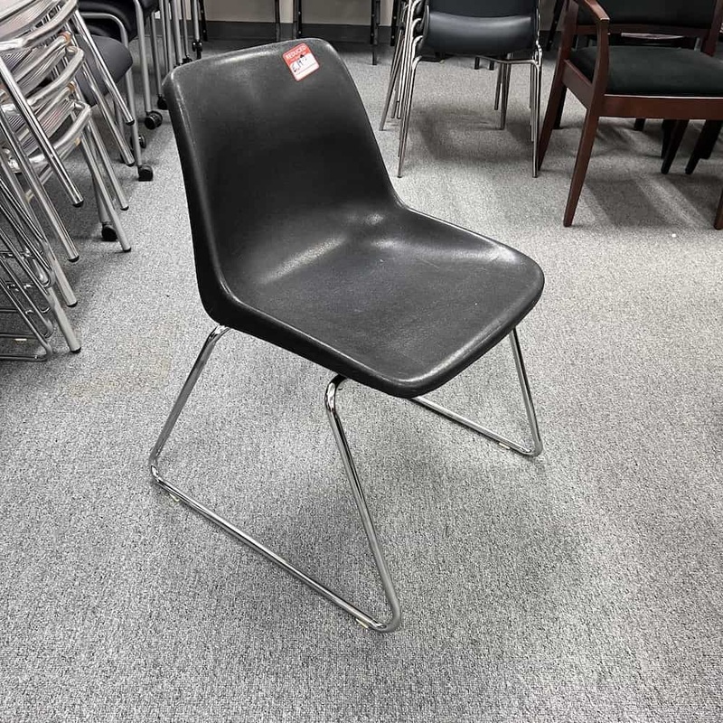 Chrome and Black Plastic Kids Stacking Chairs Office Furniture Liquidations